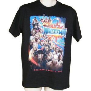 WRESTLEMANIA 2017 Orlando Tshirt, M, 2 sided, Black, Short sleeves, Cotton